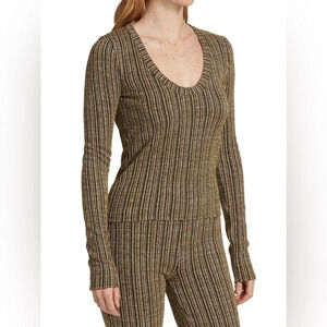 rag & bone Raimi Ribbed Long Sleeve Top in Seed Green size XS